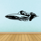 Shark heat-wave decal with dark stylized fins and flame-like streaks