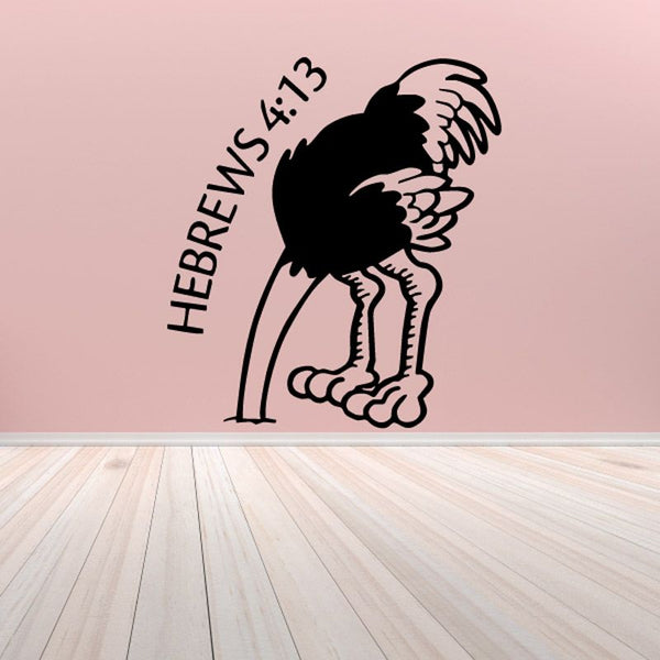 Black angel cat wall decal with curved 'Hebrews 4:13' text