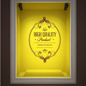 Vinyl wall decal: ornate circular emblem with 'HIGH QUALITY Product PREMIUM BRAND' text