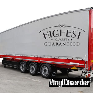 Vinyl decal with bow above black 'HIGHEST QUALITY GUARANTEED' text