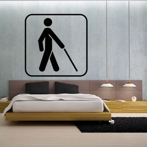 Square hiking stick sign decal with black hiker walking icon