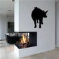 Black pig silhouette wall decal with raised tail and snout