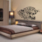 Leopard head wall decal, black silhouette on light surface