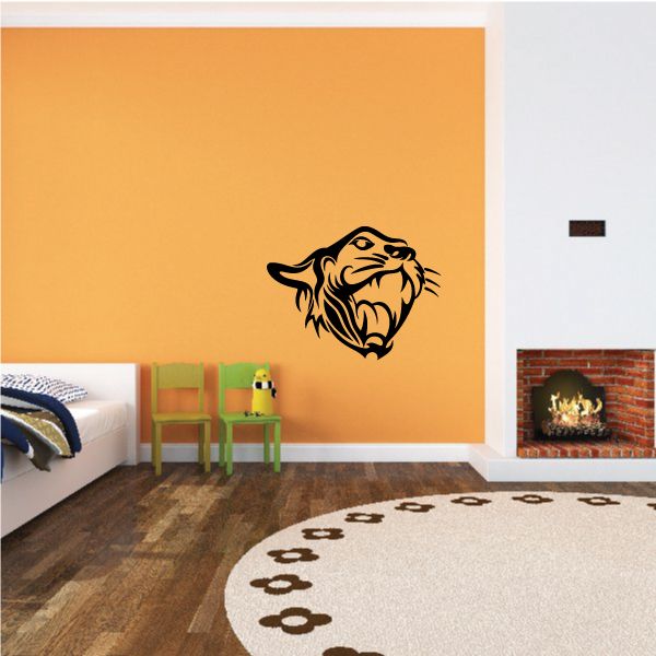 Image of Hissing Wild Cat Head Decal