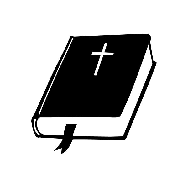 Black Bible decal with white cross on cover and spine