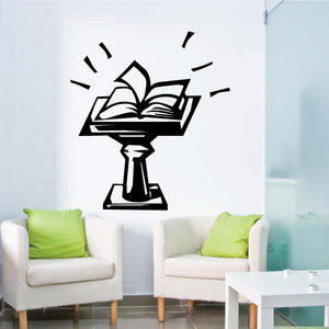 Bible podium decal with open book and rays, black outline