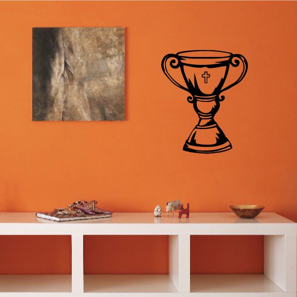 Holy Grail wall decal with trophy and cross icon