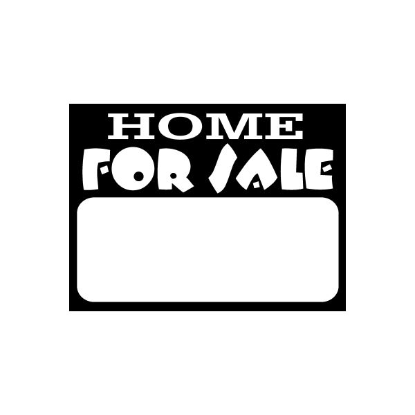 Vinyl home for sale sign decal, black with white HOME FOR SALE lettering