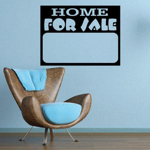 Vinyl wall decal with black 'HOME FOR SALE' lettering