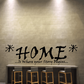 Wall decal: 'HOME' with '…is where your story begins…' text