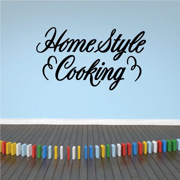 Vinyl wall decal reading 'HomeStyle Cooking' in black cursive