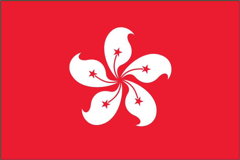 Hong Kong flag sticker with white bauhinia flower on red background