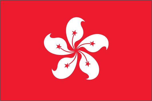 Hong Kong flag sticker with white bauhinia flower on red background