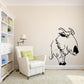 Horned cartoon elk wall decal in black-and-white silhouette