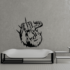Black horned caterpillar decal with outlined face and horns
