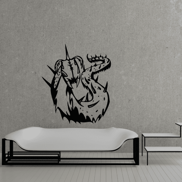 Black horned caterpillar decal with outlined face and horns