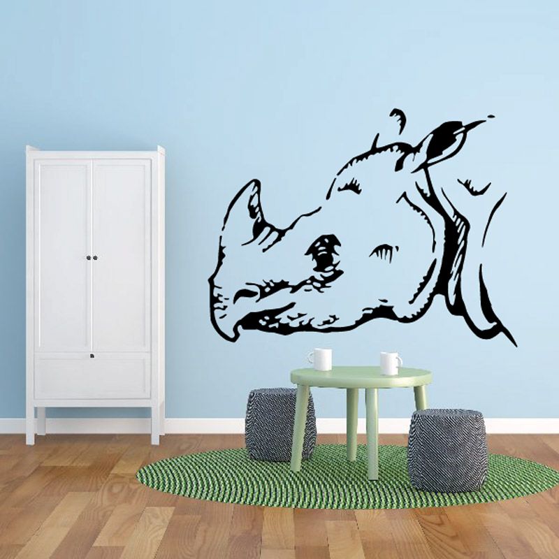 Image of Horned Rhino Head Decal