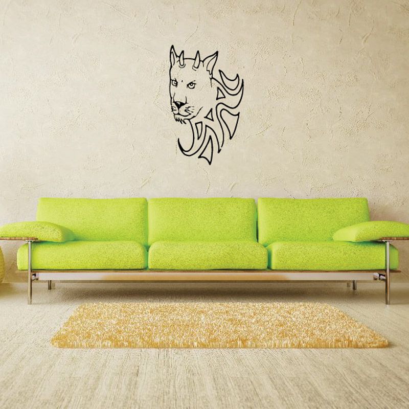 Image of Horned Wild Cat Head Decal