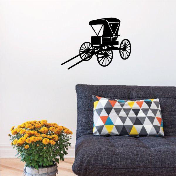 Black horse and carriage wall decal vinyl, horse-drawn carriage silhouette
