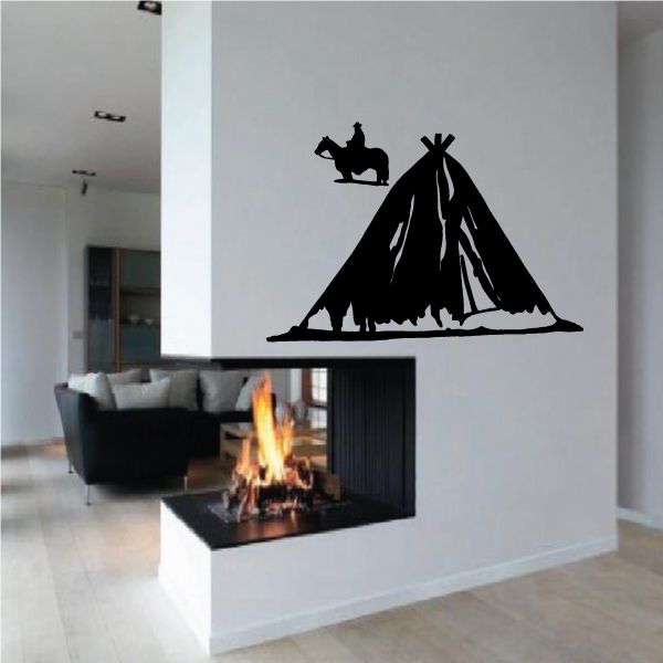 Black horse and carriage wall decal silhouette