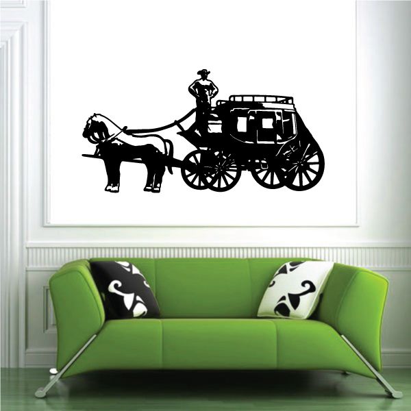 Image of Horse and Carriage Wall Decal - Vinyl Decal - Car Decal - 084