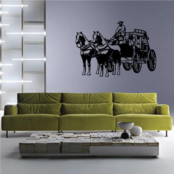 Image of Horse and Carriage Wall Decal - Vinyl Decal - Car Decal - 086