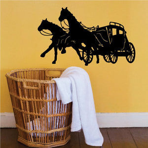 Black horse and carriage vinyl wall decal silhouette