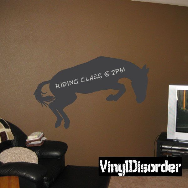 Horse prancing chalkboard decal with riding class @ 2PM text