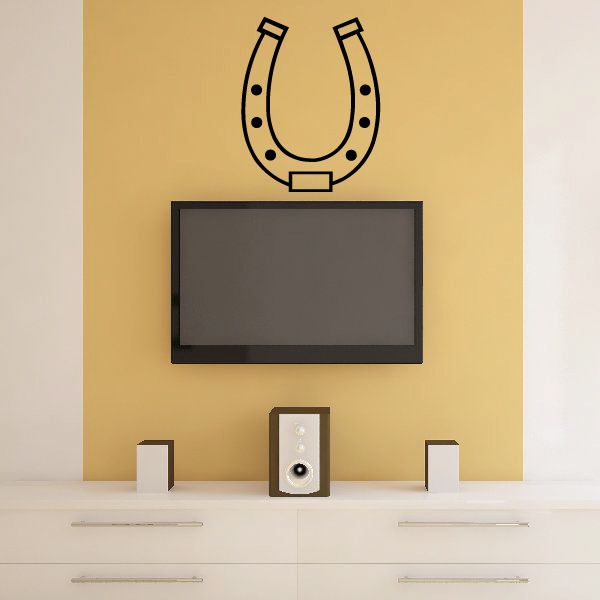 Horseshoe wall decal, black outline with dot accents and center square