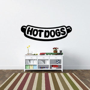 Hot dogs wall decal vinyl sticker with bold hot dogs logo lettering