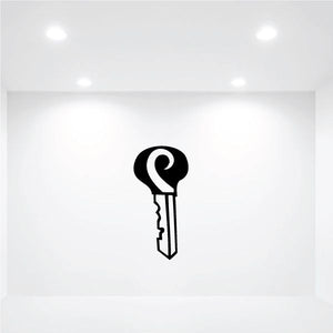 Black house key decal sticker with outline key shape