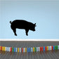 Black hunched standing pig wall decal with side profile silhouette