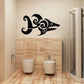 Abstract black shark wall decal with swirling fins and visible teeth
