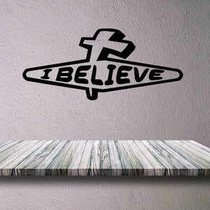Jesus faith decal with black cross and I BELIEVE text