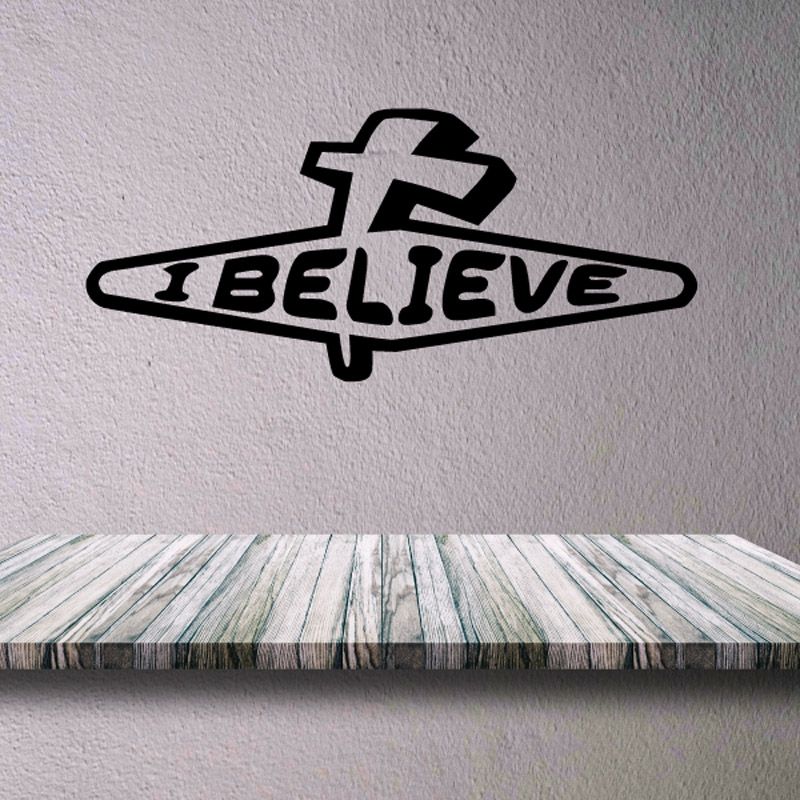Jesus faith decal with black cross and I BELIEVE text