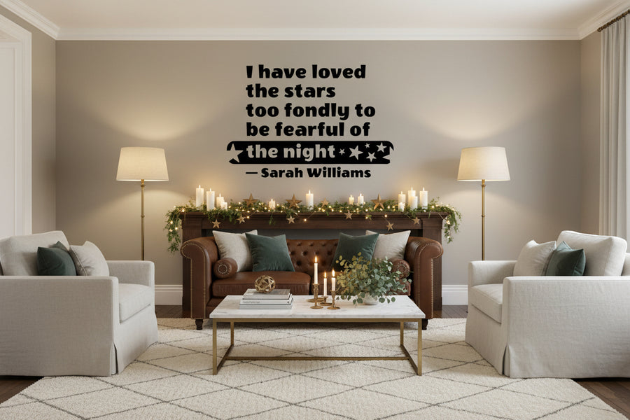 Wall decal with star-themed quote text and small star icons