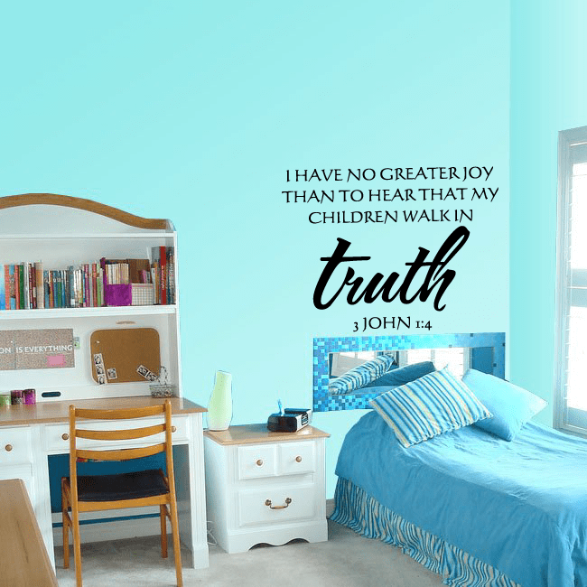 Wall decal: “Truth” script with quote and 3 John 1:4 in black