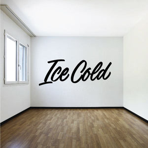 Ice Cold vinyl wall decal, black script lettering