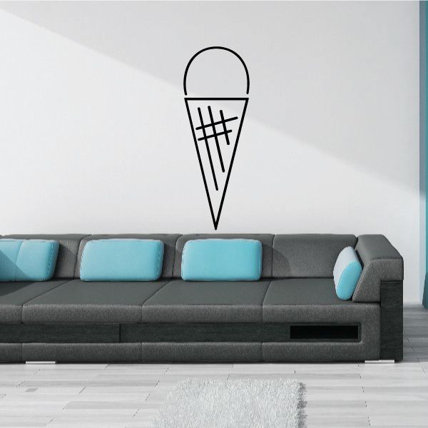 Ice cream cone wall decal with black line scoop and cone outline