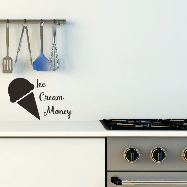 Ice cream money decal with black cone silhouette and cursive “Ice Cream Money” text
