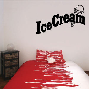 IceCream wall decal vinyl with large black lettering and small ice cream icon above
