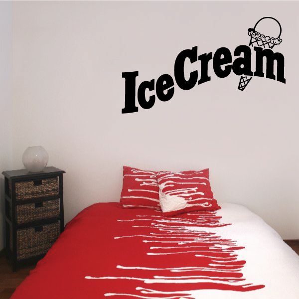 IceCream wall decal vinyl with large black lettering and small ice cream icon above