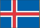 Iceland flag sticker with blue cross and red outline on a white border