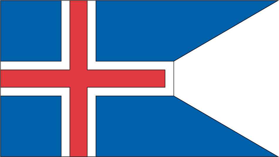 Iceland flag sticker with blue background, red cross, and white border