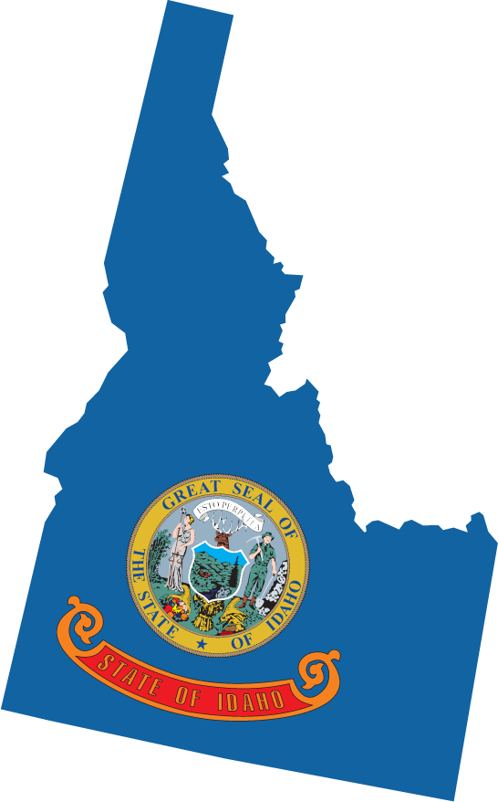 Idaho Shape State Flag Sticker, isolated printed sticker artwork