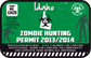 Green Zombie Hunting Permit sticker with Idaho text, biohazard icon, Permit 2013/2014.