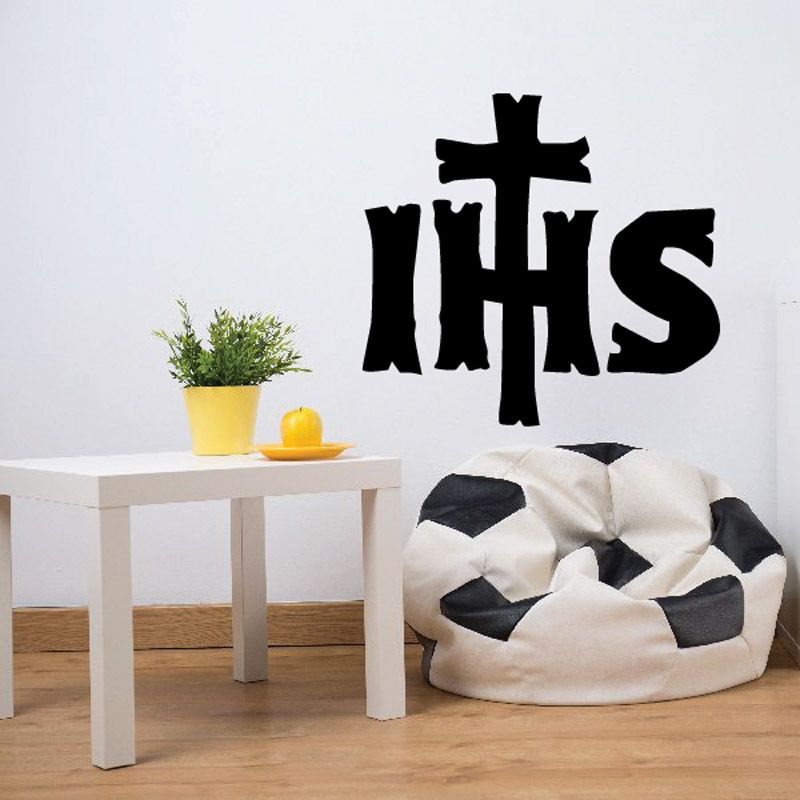 Black IHS wall decal lettering