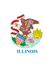 Illinois state flag sticker with eagle emblem and blue “ILLINOIS” text