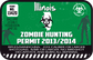 Zombie hunting permit sticker with green biohazard icon, permit No. 13420 text