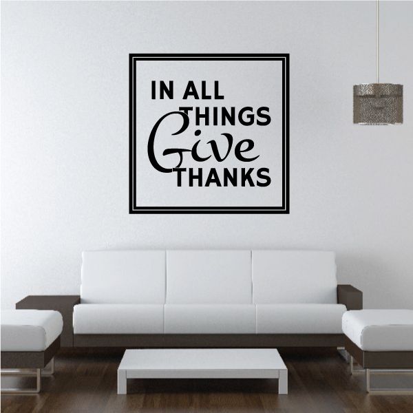 Image of In All Things Give Thanks Thanksgiving Square Frame Decal